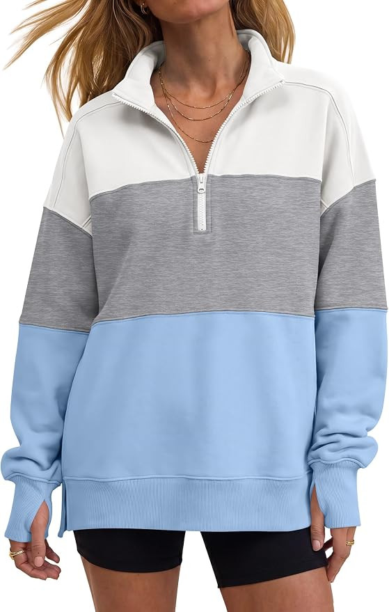 ANRABESS Women's Quarter Zip Sweatshirt Oversized Hoodies | Amazon (US)