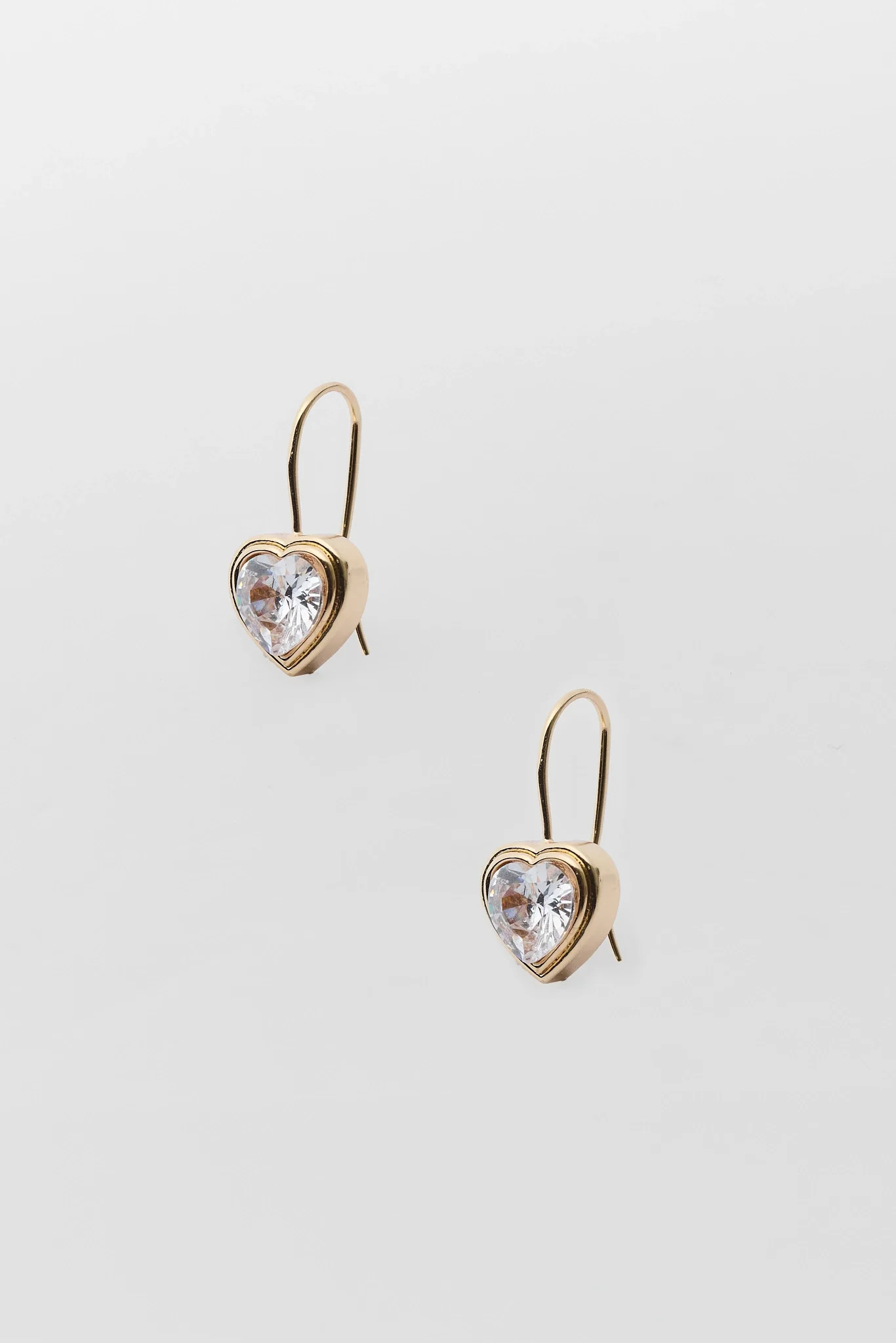 Gold Heart Rhinestone Huggie Earrings | Avara