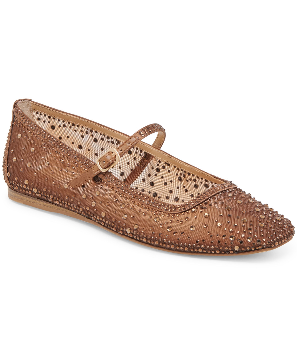 Dolce Vita Women's Reyes Crystal Rhinestone Mesh Mary Jane Flats - Mid Brown Mesh Rhinestone | Macy's