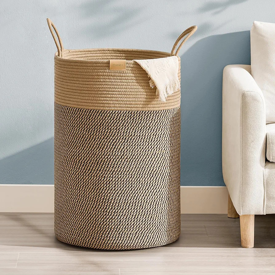 75L Laundry Hamper Basket,Baby Nursery Woven Storage Basket for Toys Bin,Pillows,Blankets,Clothes... | Amazon (US)