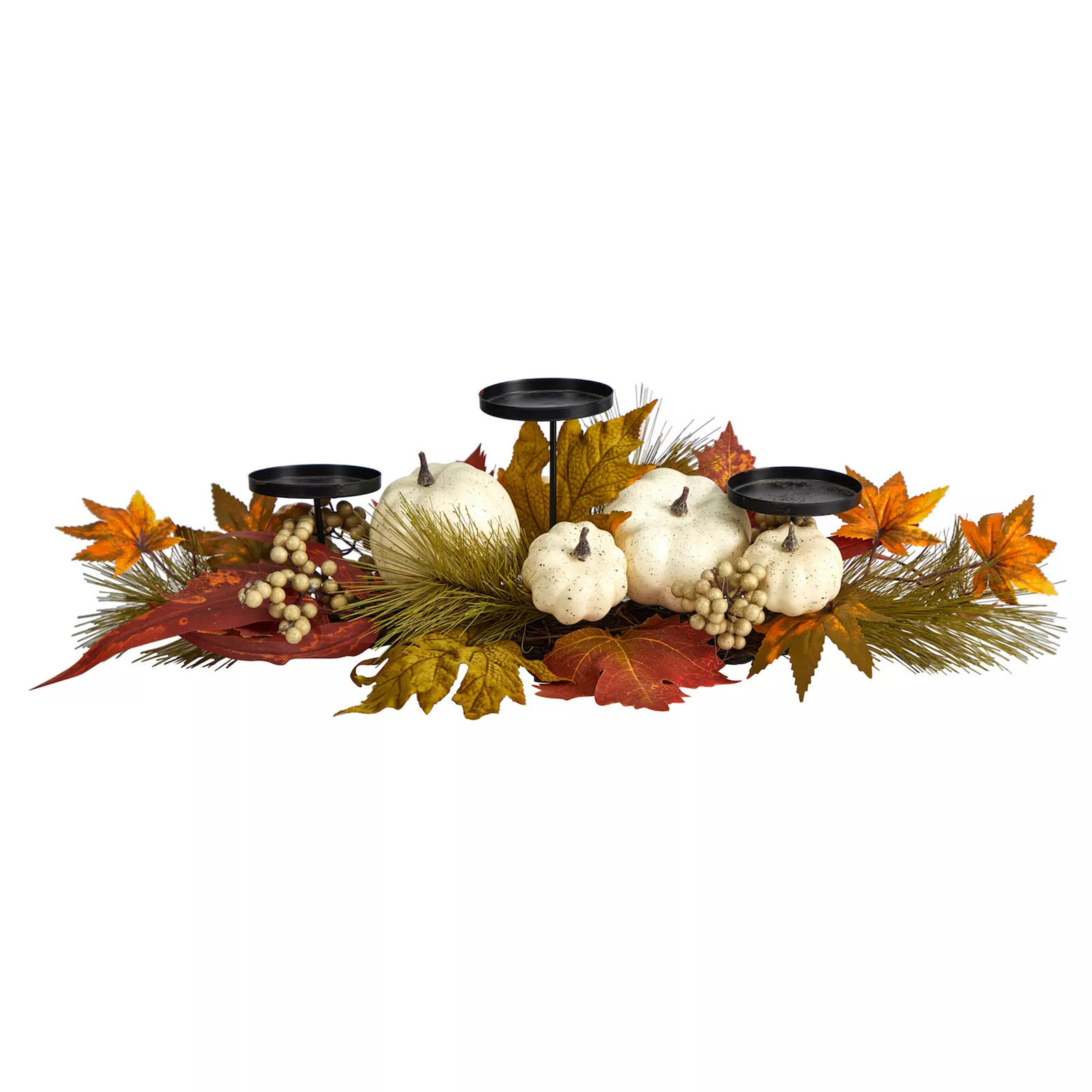 nearly natural Artificial Fall Pumpkin Maple Leaf Autumn Candelabrum Table Decor, Multi | Kohl's