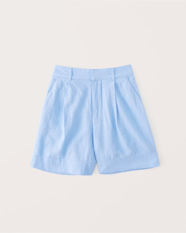 6 Inch Linen-Blend Tailored Shorts | Abercrombie & Fitch (US)