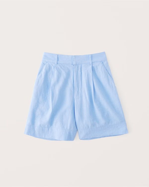 Women's 6 Inch Linen-Blend Tailored Shorts | Women's Bottoms | Abercrombie.com | Abercrombie & Fitch (US)