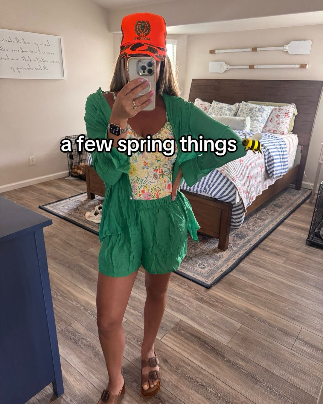 Spring is officially SPRINGING and these outfits are giving 🌷🍋✨ everything I want for warm weather!!

Here’s the breakdown in order so you can shop easy 🛍️👇🏼

🌸 Look 1
Roller Rabbit swimsuit (size M) + green cover-up set (size M)
→ such a dreamy vacay combo 🌊🐚
Original set is sold out! Linked a similar one!
🌸 Look 2
Roller Rabbit linen set
• top: M
• bottoms: S (they run BIG!!)
→ lightweight, breezy, and sooo flattering 💗🍃

🌸 Look 3
Green embroidered set from Target (size M)
→ loved it so much I grabbed the cream too 😭🤍 the shorts are chef’s kiss!!

🌸 Look 4
Gingham top from Target (size XL for oversized fit)
Rolla’s shorts (size 28)
→ the cutest relaxed, picnic-core vibe 🧺🍓

🌸 Look 5
Same Target top, different color (size M for a more fitted look)
Abercrombie white barrel pants
Red jelly slides (true to size ❤️)

🌸 Shoes
All true to size EXCEPT the Cushionaire slides (worn with the swimsuit) → size up if you’re a half size! 👡✨

Everything is linked for you 🫶🏼 which look is your fave?! 💐

#LTKdayinmylife #LTKootd #LTKmomlife