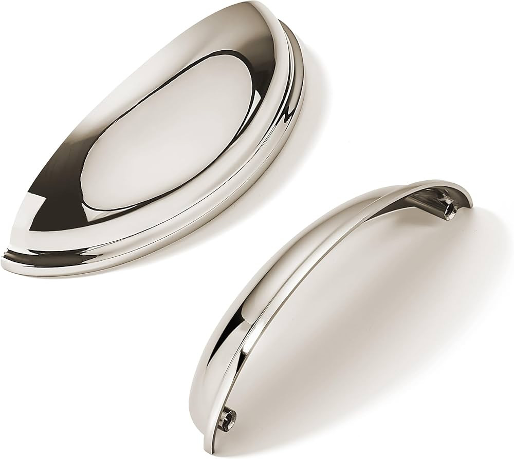 khtumeware 10 Pack 3-3/4" Drawer Pulls Polished Nickel Cabinet Cup Pulls Kitchen Hardware Cabinet... | Amazon (US)