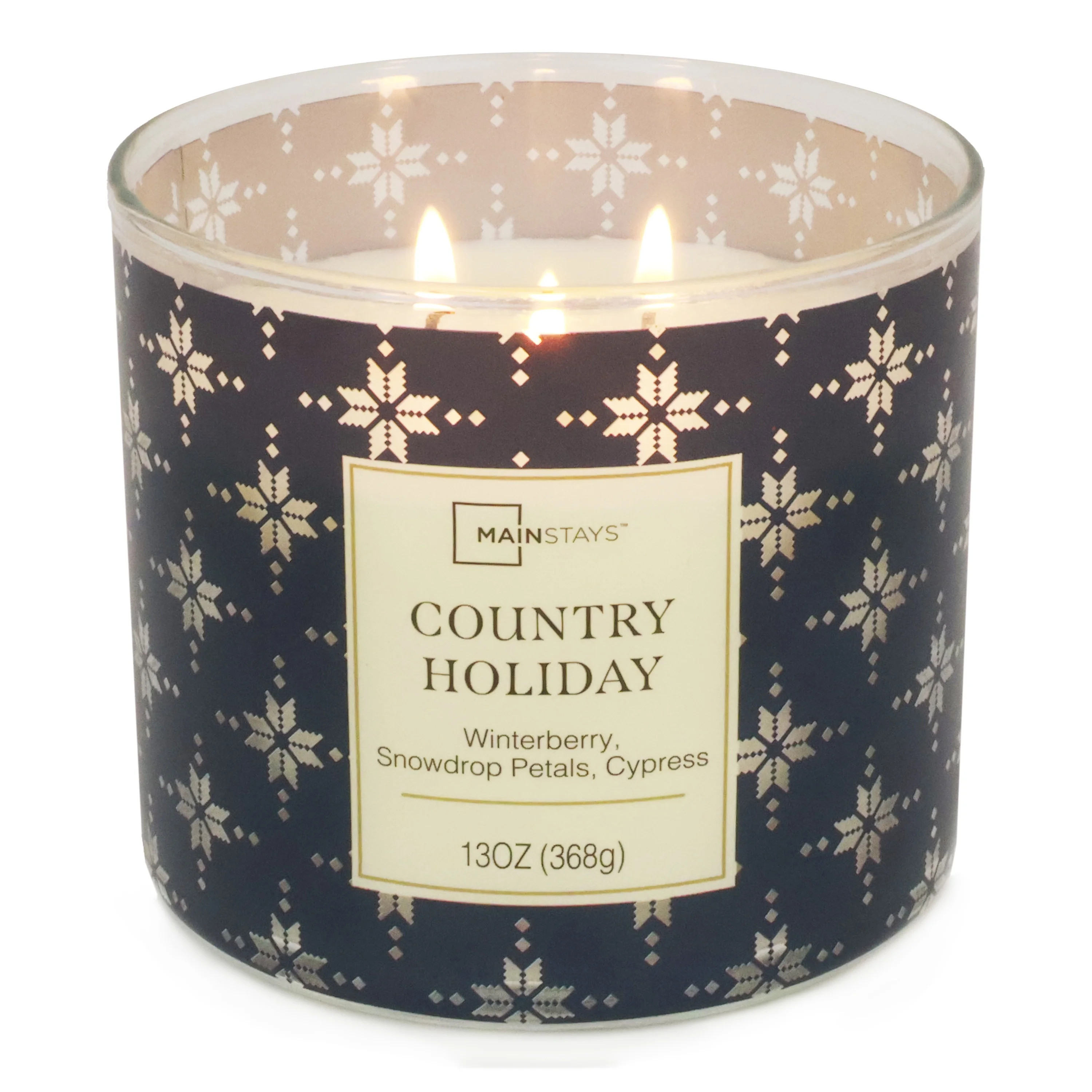 Mainstays 3-wick Country Holiday Snowflake candle, 13-Ounce | Walmart (US)