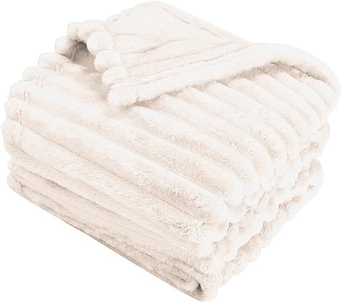 Catalonia Classic Fleece BeigeThrow Blanket for All-Seasons, Lightweight Plush Fuzzy Cozy Soft Bl... | Amazon (US)