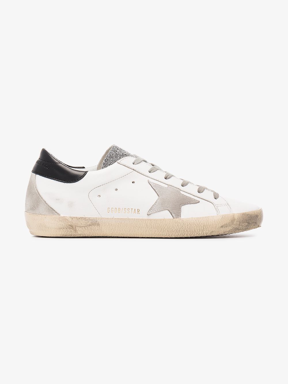 Golden Goose Deluxe Brand white grey glitter Superstar sneakers | Browns Fashion
