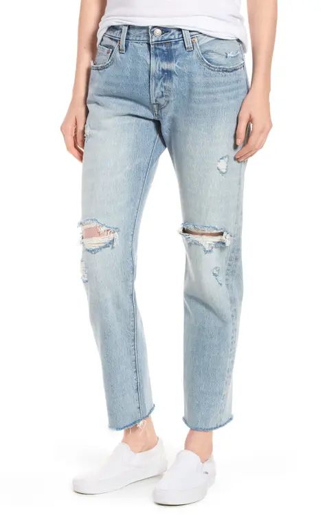 Levi's® 501® Ripped High Waist Crop Jeans (Crazy Cool) | Nordstrom