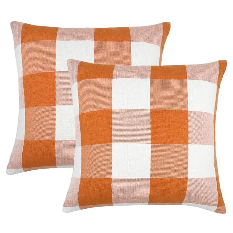 VRURC 2 Pack Plaid Throw Pillow, 20"x20" Covers Cushion Case for Sofa Home Bedroom Decor, Orange ... | Walmart (US)