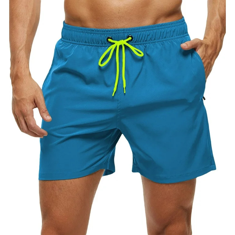 Tyhengta Men's Swim Trunks Quick Dry Beach Shorts with Zipper Pockets and Mesh Lining Turquoise 3... | Walmart (US)