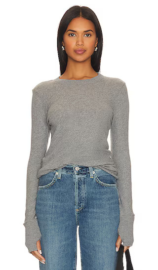 Cashmere Easy Cuffed Crew in Smoke | Revolve Clothing (Global)