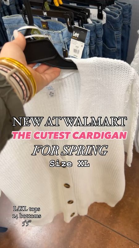 I found the cutest new cardigan at Walmart!  Also comes in black!  Wearing an xl in mine. Size 14 jeans. Love the fit of these. So fun for warmer weather. Size up in the sandals  

#LTKfindsunder50 #LTKSeasonal #LTKmidsize