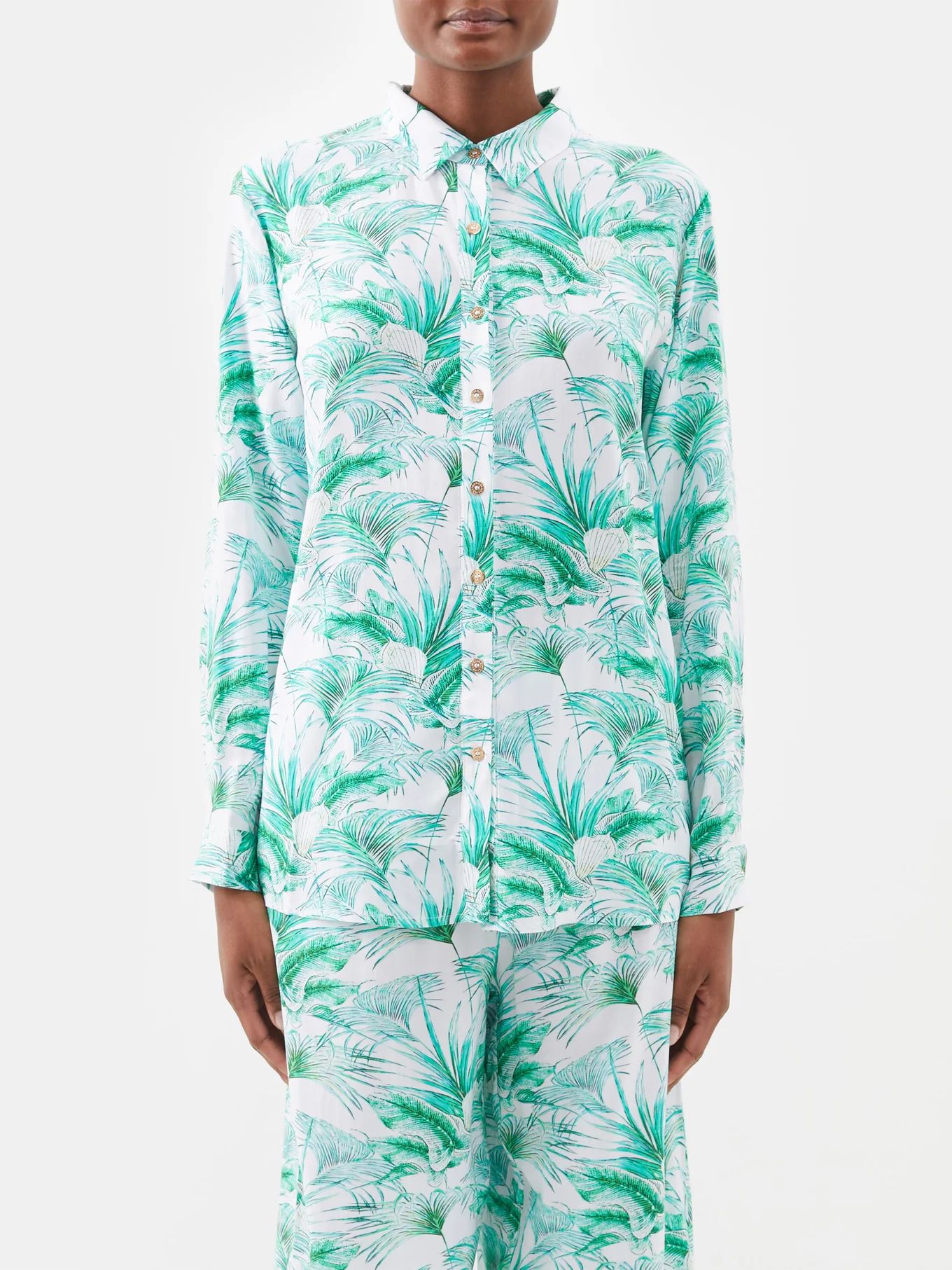 Millie palm-print twill shirt | Matches (US)