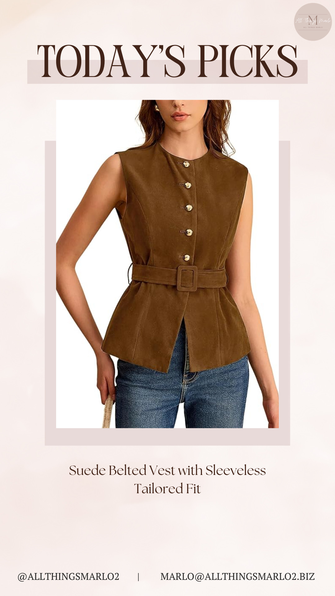 Suede Belted Vest with Sleeveless Tailored Fit 

 #LTKootd #LTKWorkwear #LTKTravel
