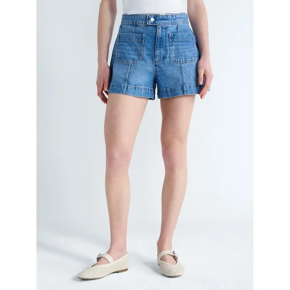 Free Assembly Women's Patch Pocket Denim Shorts, 3" Inseam, Sizes 0-18 | Walmart (US)