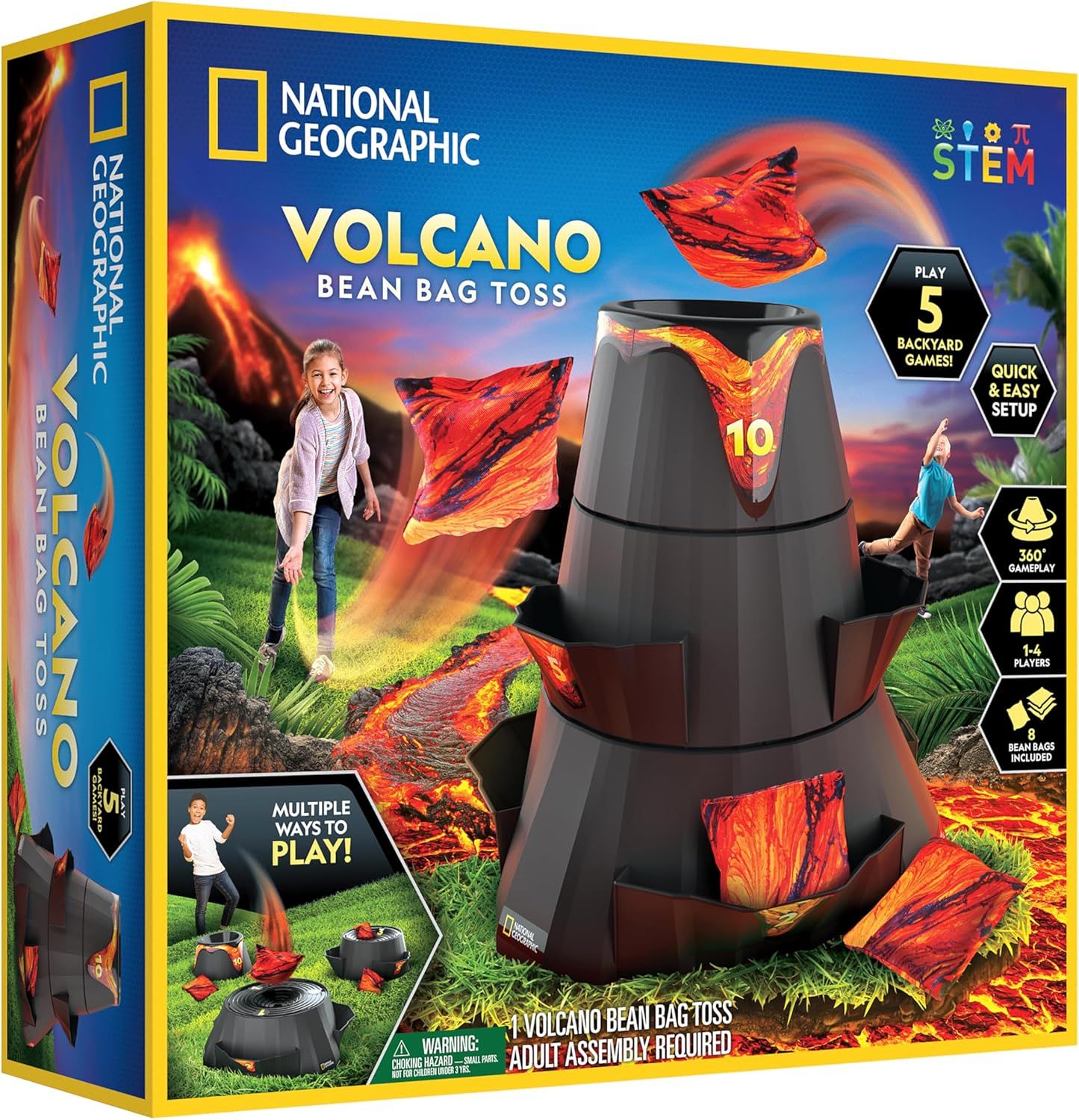 NATIONAL GEOGRAPHIC Volcano Bean Bag Toss Game for Kids - Kids Cornhole Game Set with 5 Backyard ... | Amazon (US)