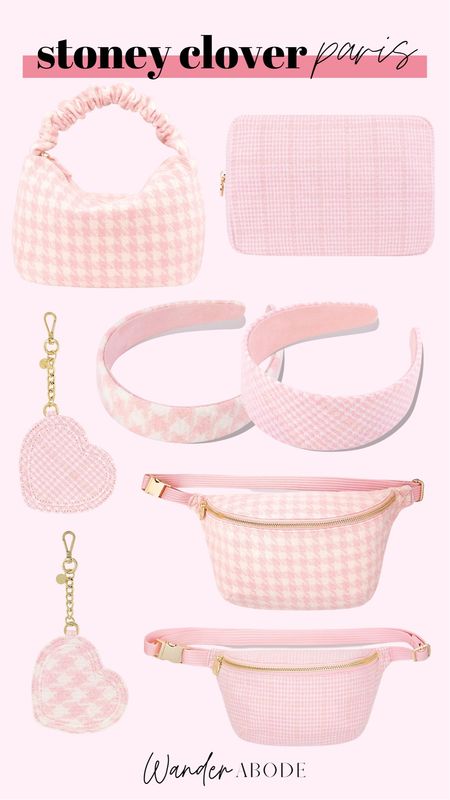 Stoney Clover Paris collection, plaza princess, belt bag, pink houndstooth, pink tweed, Gossip Girl