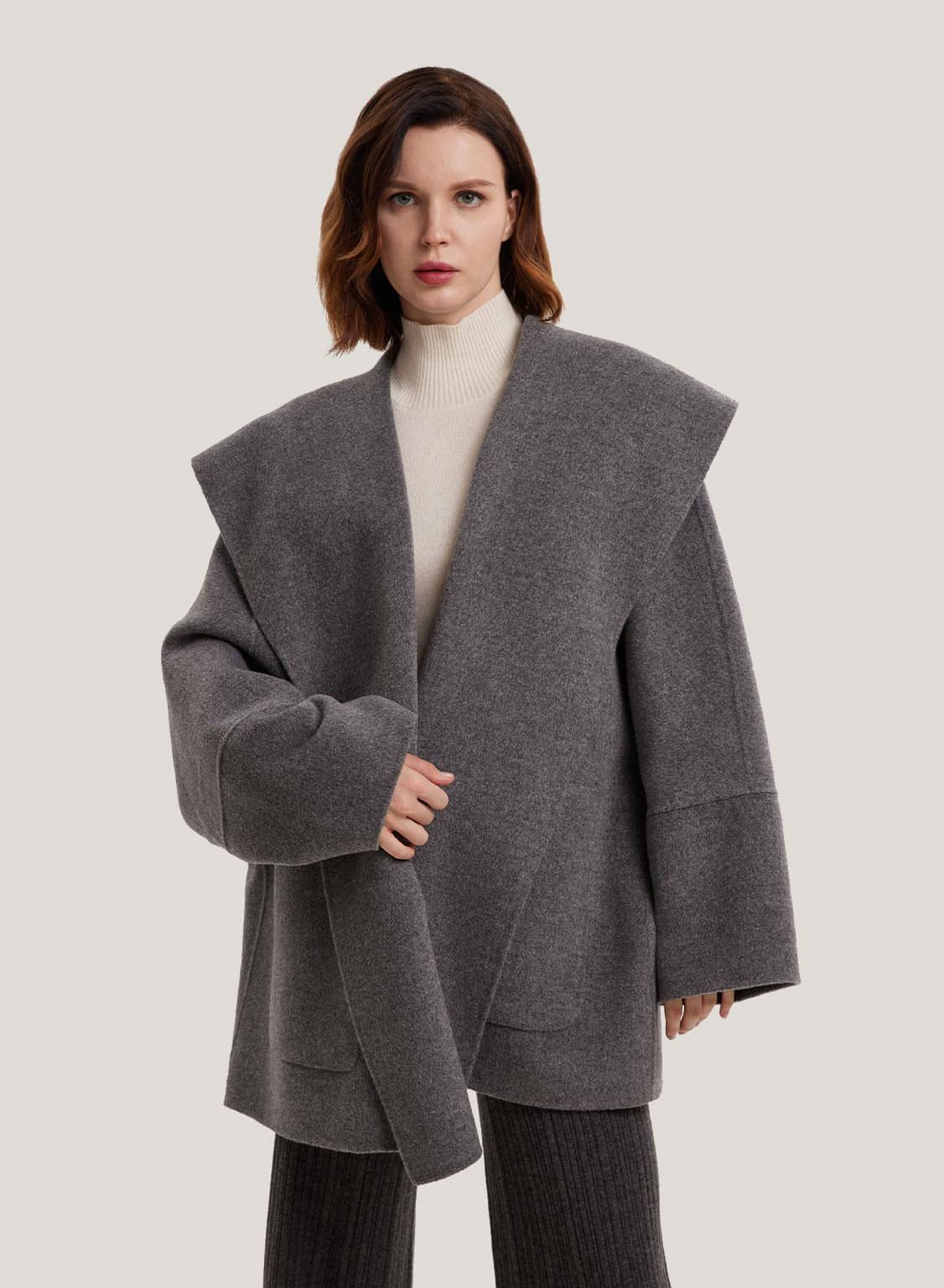 Shawl Double-Faced Wool-Cashmere Short Coat | Gentle Herd