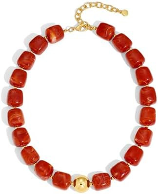Summer Beach Jewelry Chunky Beaded Necklace for Women Trendy Statement Big Colorful Bubble Resin ... | Amazon (US)