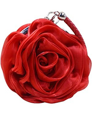 Buddy Women Rose Shaped Clutch Soft Satin Wristlet Handbag Wedding Party Purse | Amazon (US)