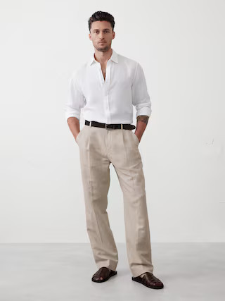 Harbor Linen-Blend Wide-Leg Pant | Banana Republic Factory