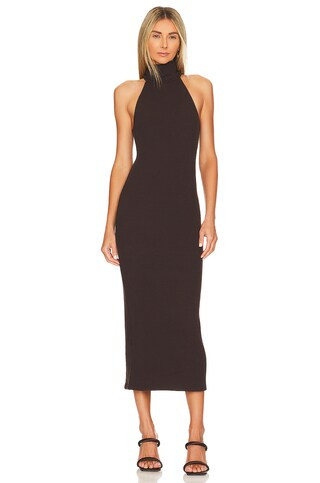 Enza Costa Sweater Knit Halter Turtleneck Dress in Bitter Brown from Revolve.com | Revolve Clothing (Global)