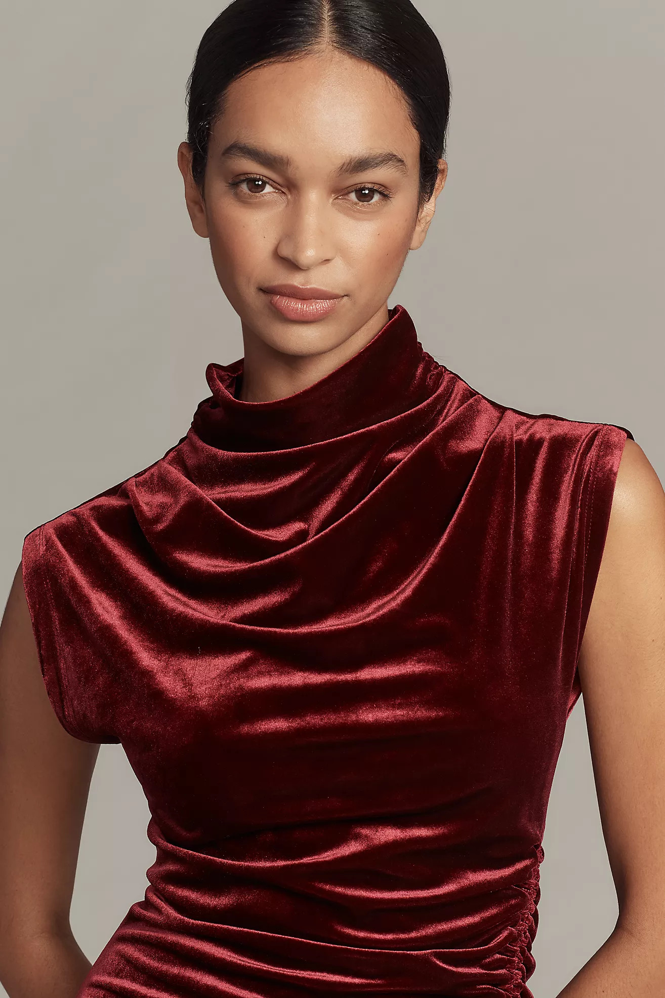 The Maya Stretch Velvet Cowl-Neck Dress | Anthropologie (US)