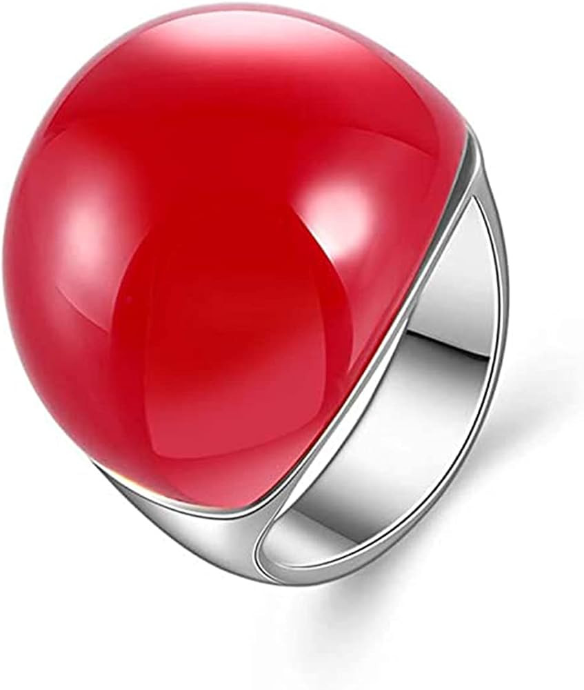 Big Red Semi-Precious Stone Jewelry Ring for Female Girls Rings opal Anillos Accessories Ring | Amazon (US)