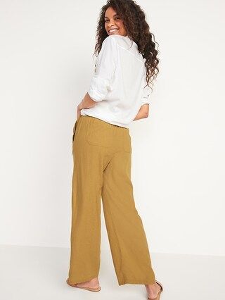 High-Waisted Wide-Leg Linen-Blend Pants for Women | Old Navy (US)