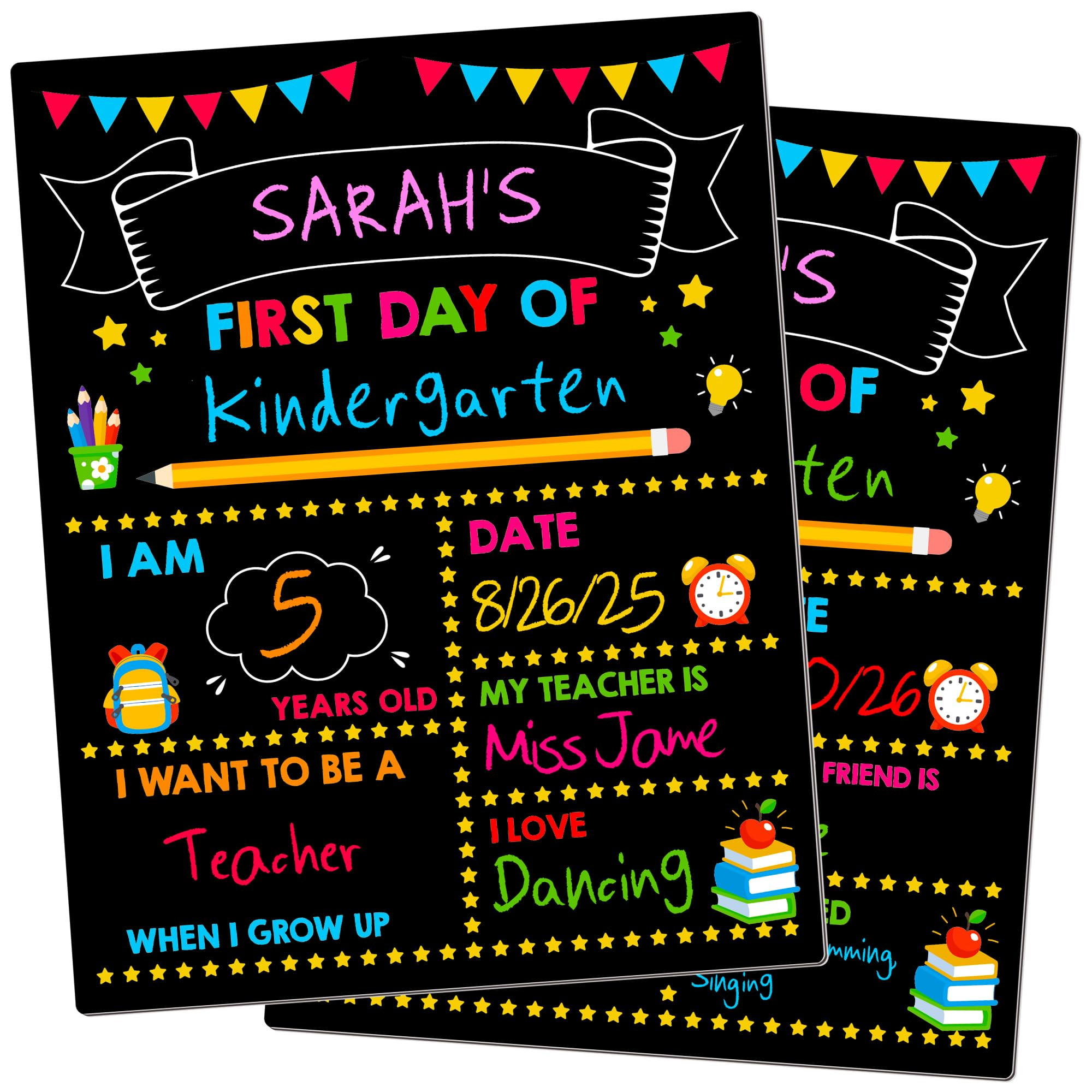 First & Last Day of School Board, 14 x 11 in First Day of School Chalkboard, Double Sided Reusabl... | Amazon (US)