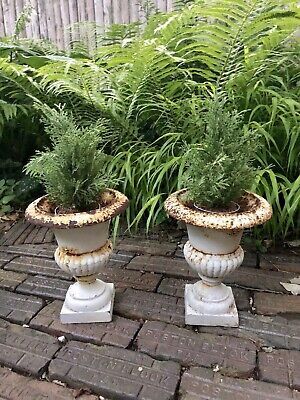 Pair of Vintage Antique Cast Iron Garden Planters Urns  | eBay | eBay US