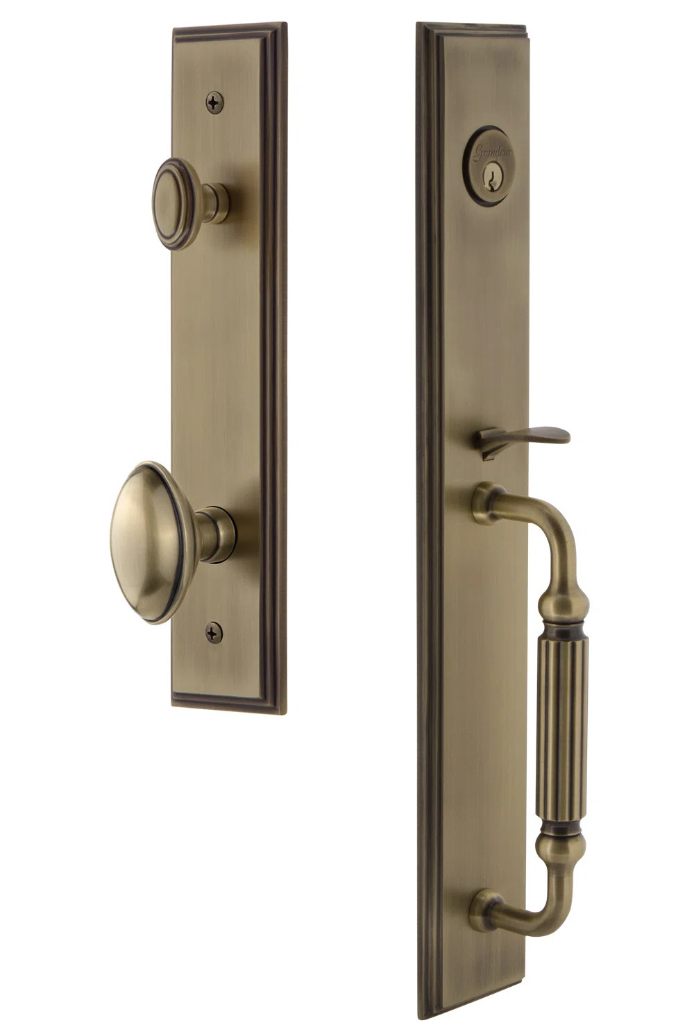 Carré Handleset with Single Cylinder Deadbolt and Eden Prairie Door Knob and Rosette | Perigold