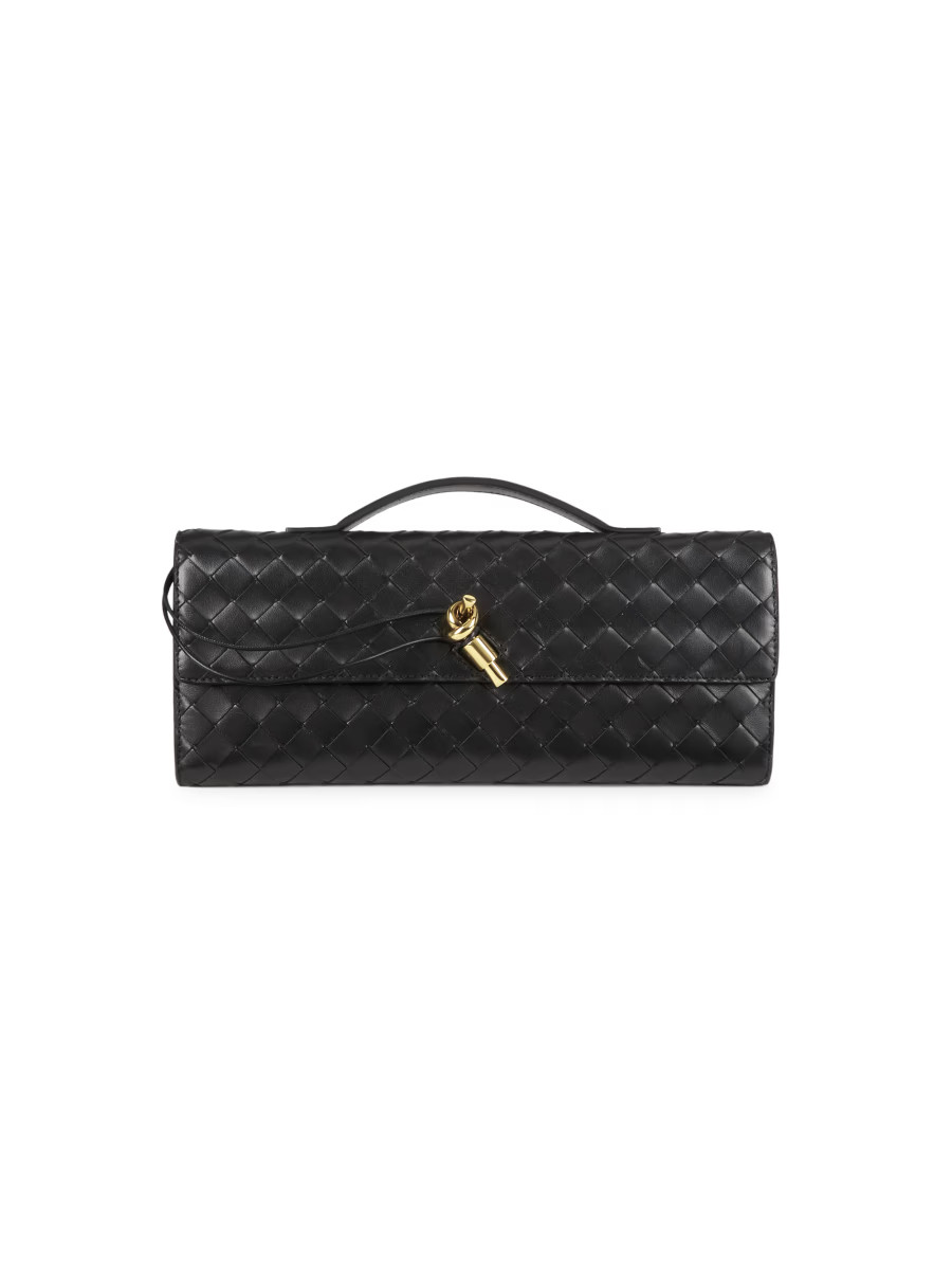 Andiamo Intrecciato Leather Top-Handle Clutch | Saks Fifth Avenue