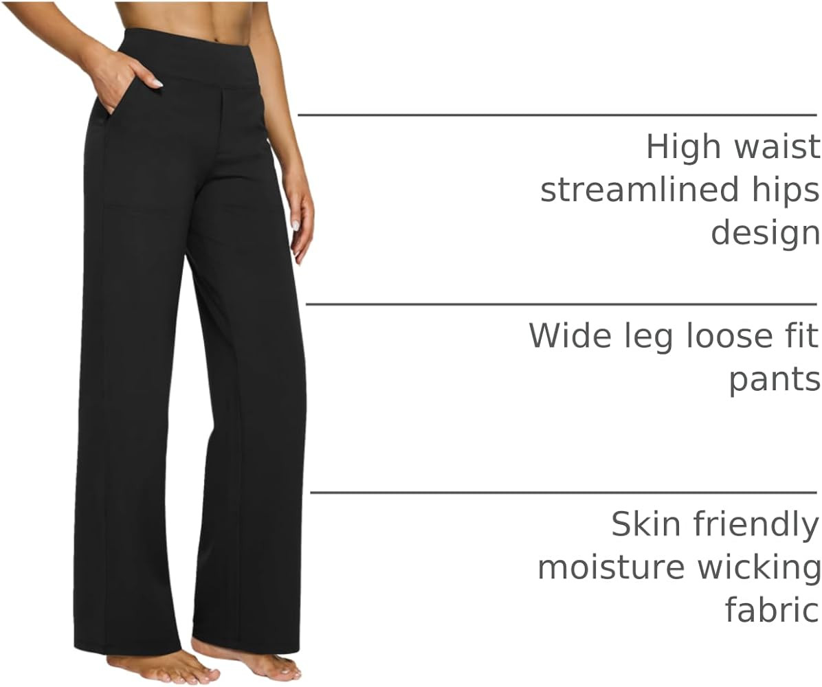 G4Free Yoga Pants Women Wide Leg Pants with Pockets High Waist Stretch Dress Casual Sweatpants Pe... | Amazon (US)