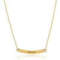 Gold Bar Necklace, Personalized Custom Engraved Name Monogram Necklace | Etsy (US)