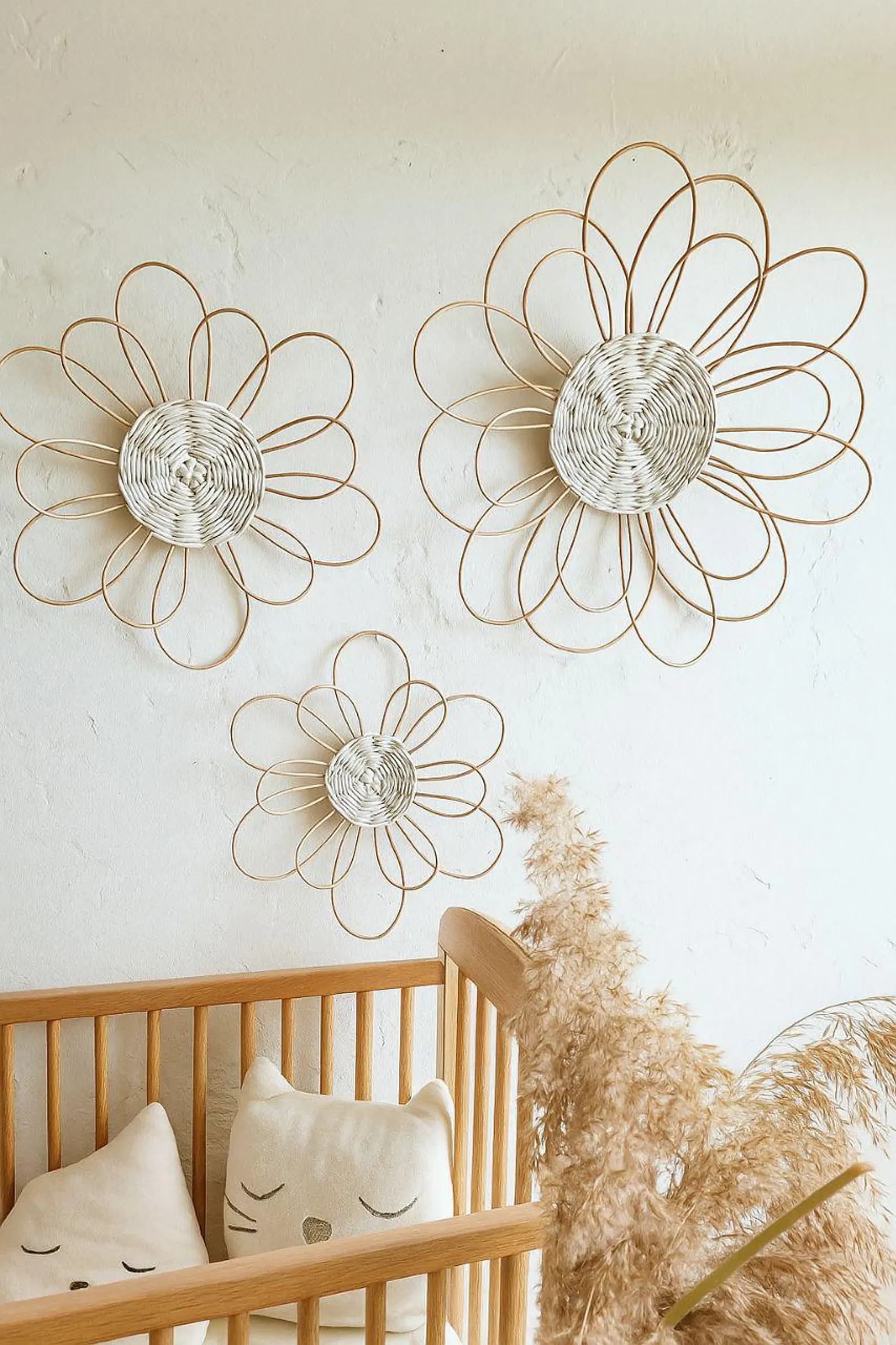 Woven Flower Set – Boho Nursery Wall Decor | Etsy (Global)