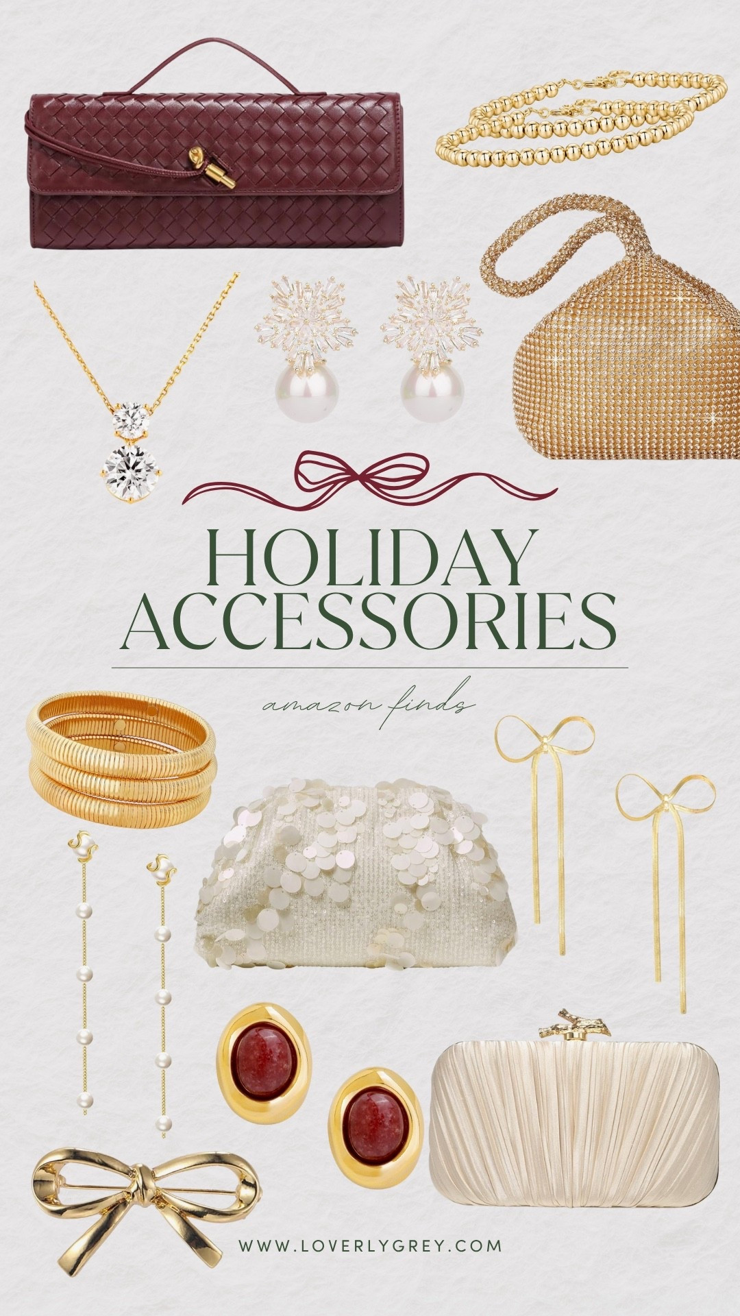 Here are some affordable holiday accessories to pair with any outfit this season! So many good finds & the shipping is so fast!

Loverly Grey, Amazon find, Amazon fashion, holiday accessories, holiday earrings, holiday bags, holiday purse, holiday clutch, holiday jewelry, holiday necklaces 

#LTKFindsUnder50 #LTKHoliday #LTKStyleTip