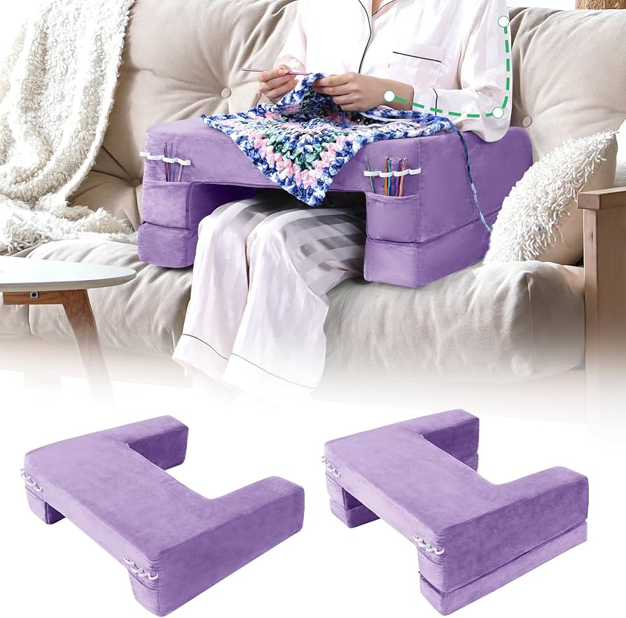 HOMBYS Adjustable Foam Crochet Pillow for Lap Support, Soft Velvet Reading & Gaming Pillow with S... | Amazon (US)