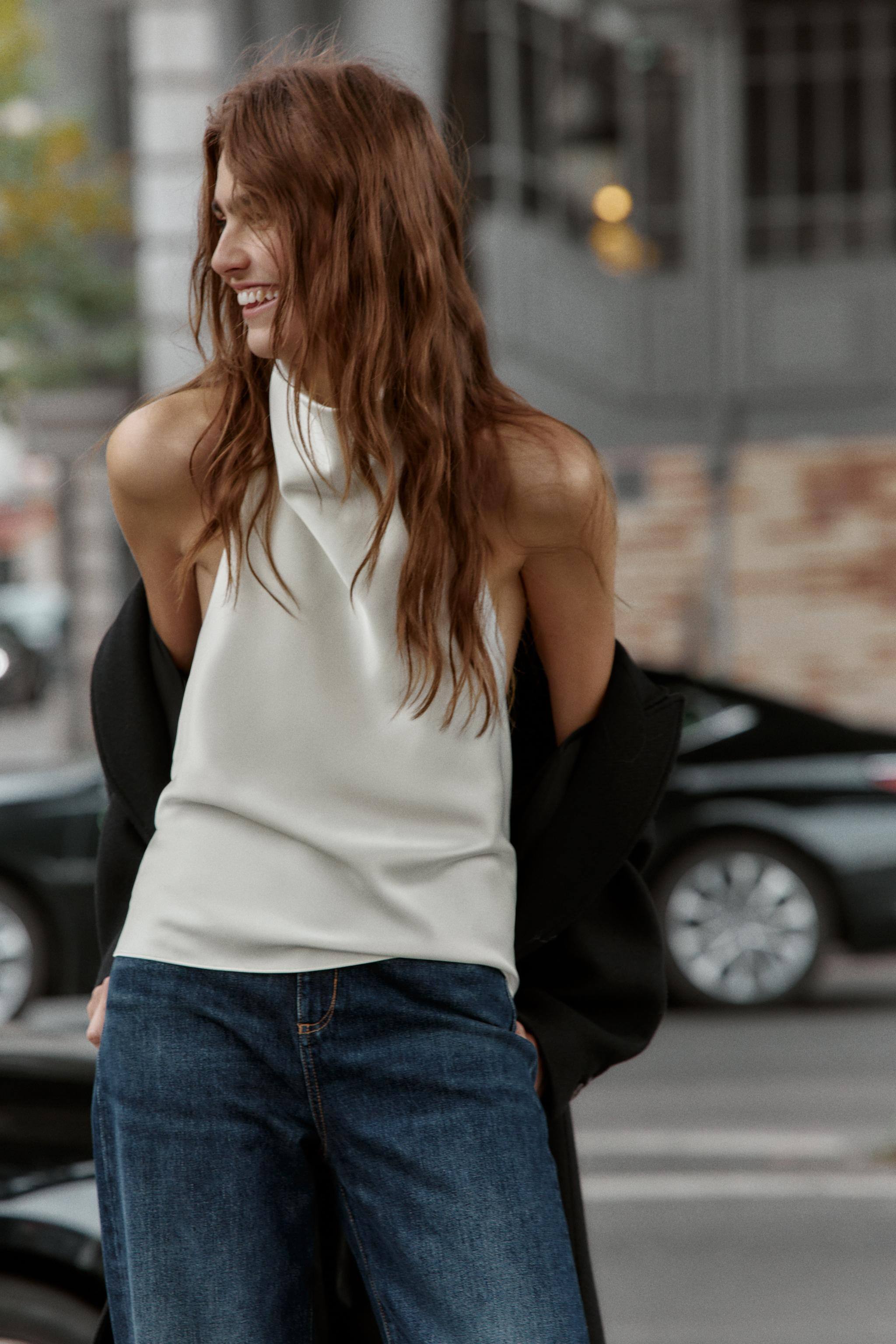 SATIN EFFECT HALTER TOP | Zara US