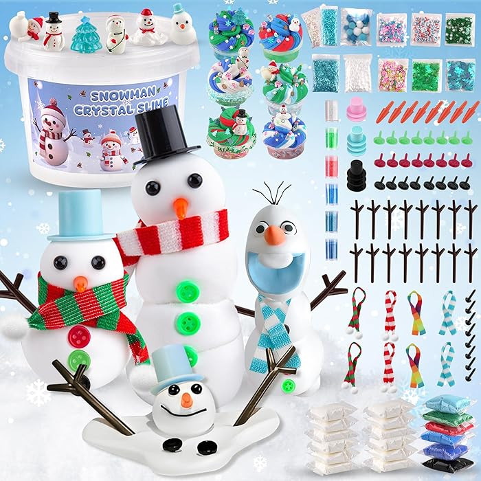 LAWOHO Build a Snowman Kit - 500ML Crystal Slime, Clay & Christmas Charms, Snowman Crafts for Kid... | Amazon (US)