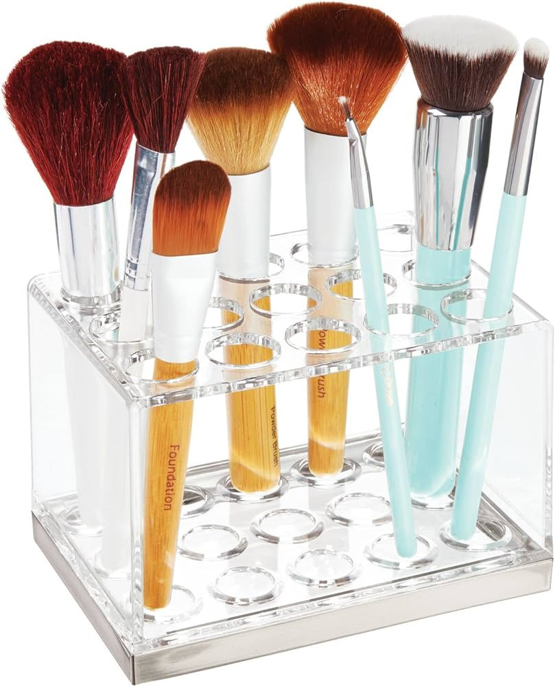 mDesign Plastic Makeup Brush Storage Organizer with 15 Slots for Bathroom Countertop, Vanity to H... | Amazon (US)