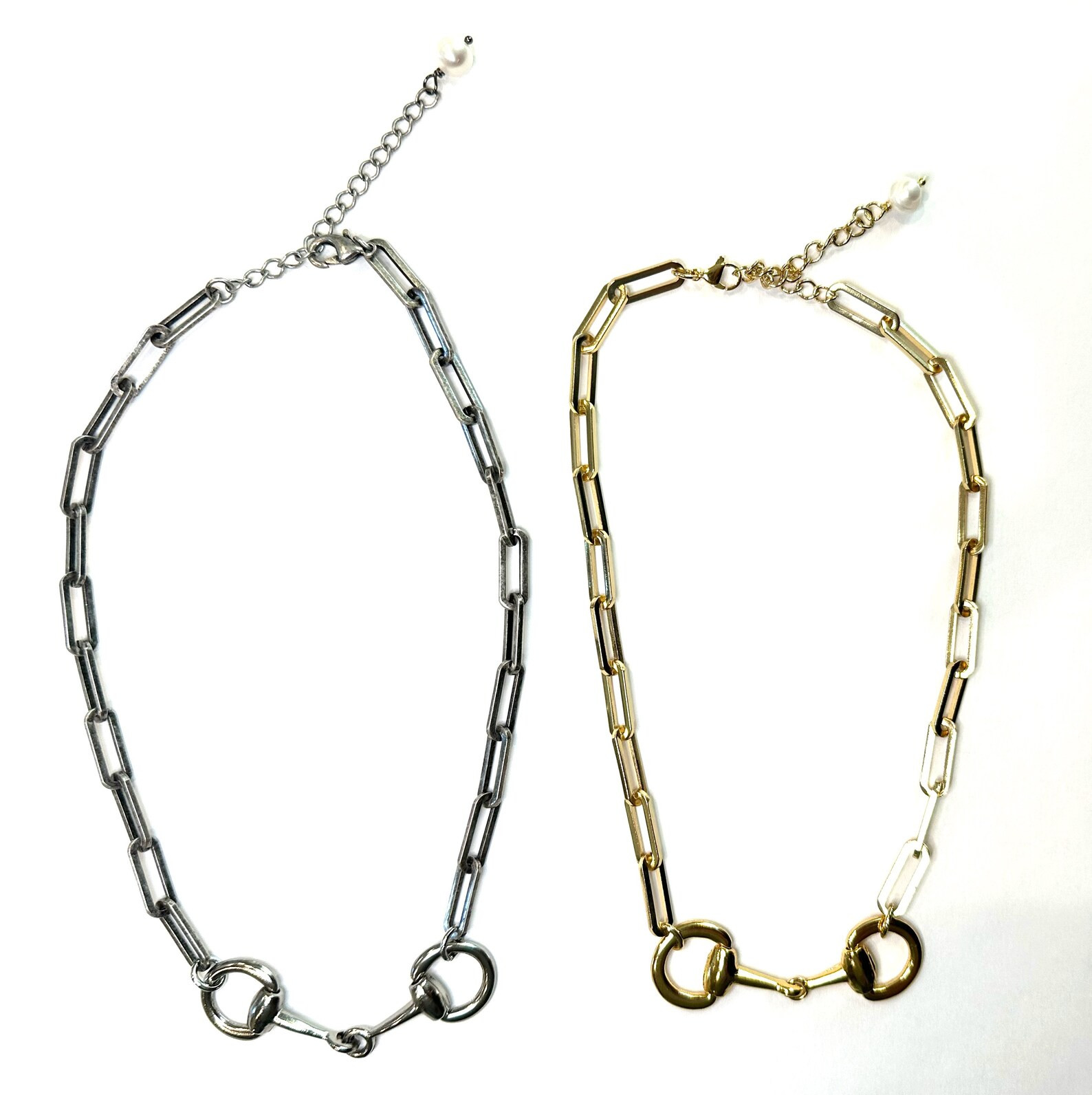 Equestrian Horse Snaffle Bit Shiny Gold Paperclip Chain Necklace - Etsy | Etsy (US)