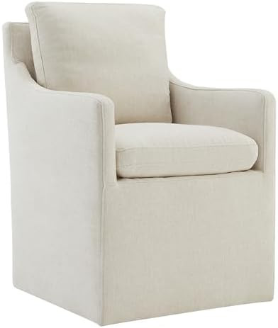 Linen Dining Accent Chair | with Casters, Rollers | Diningroom, Bedroom, Livingroom, Reading Room... | Amazon (US)