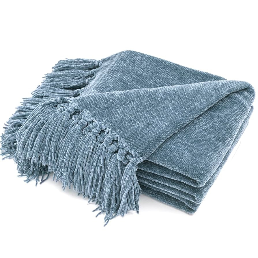 RECYCO Throw Blanket Soft Cozy Chenille Throw Blanket with Fringe Tassel for Couch Sofa Chair Bed... | Amazon (US)