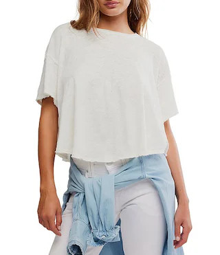 Free People We The Free Elsie Swing Boat Neck Short Sleeve Cropped Tee | Dillard's | Dillard's