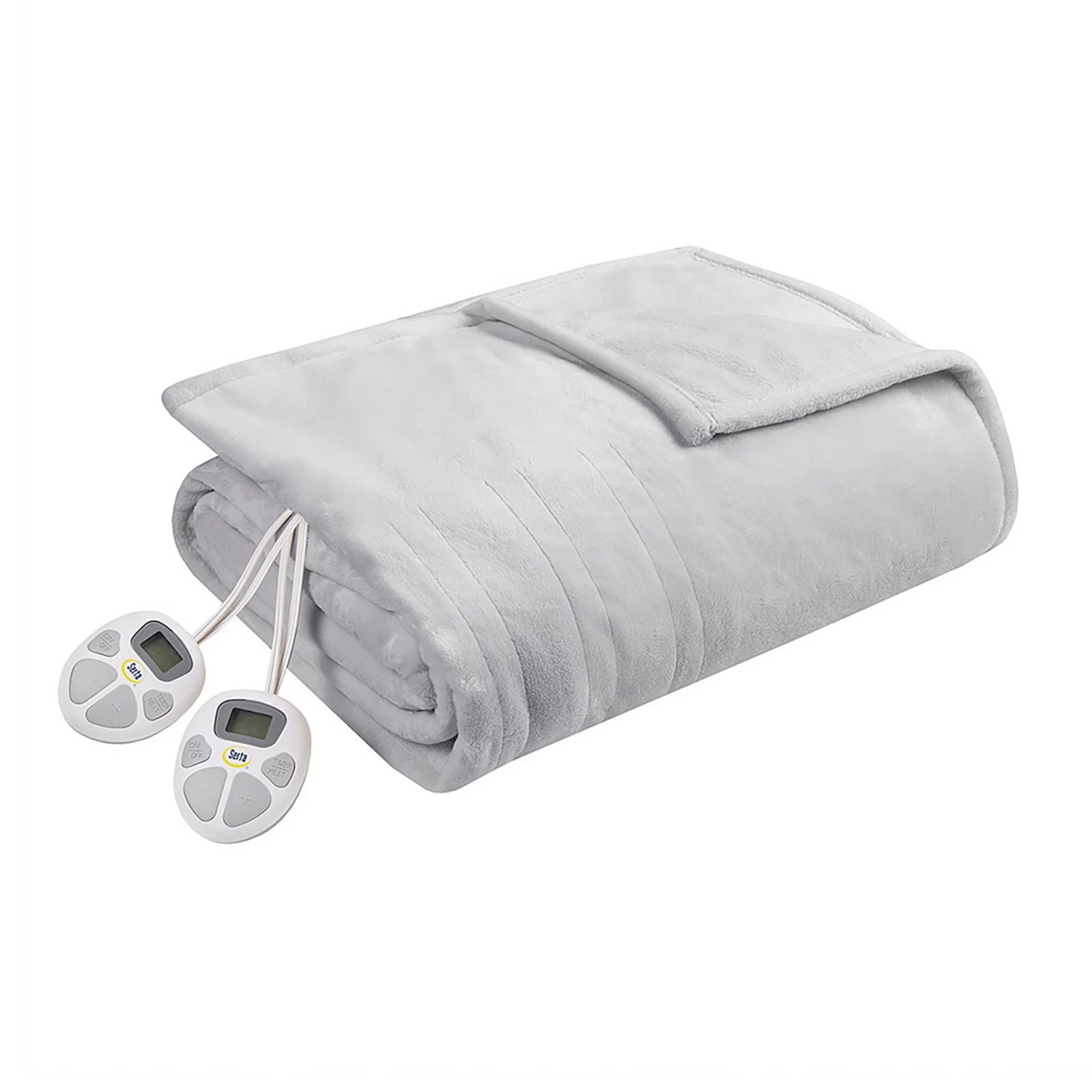 Serta Plush Heated Blanket, Light Grey, Full | Kohl's