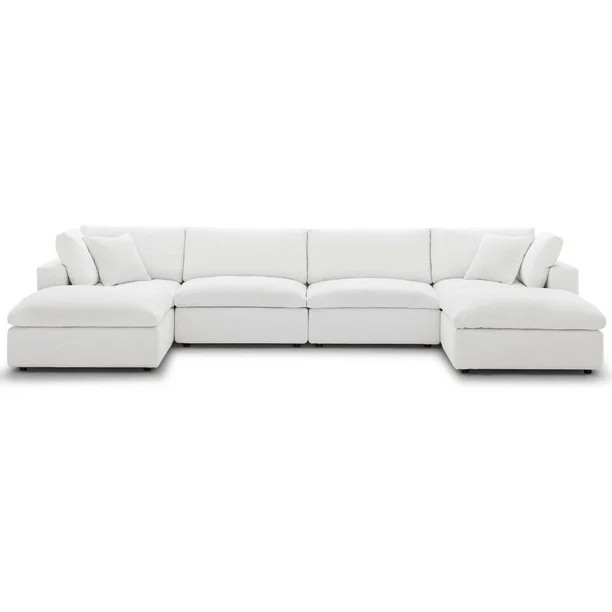 Modway Commix Down Filled Overstuffed 6 Piece Sectional Sofa Set with Ottomans - Walmart.com | Walmart (US)