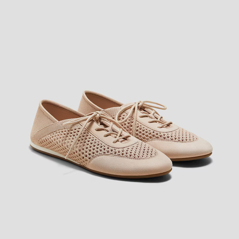 Almond-Toe Lace-Up Mesh Sneakers (Yara) | VIVAIA