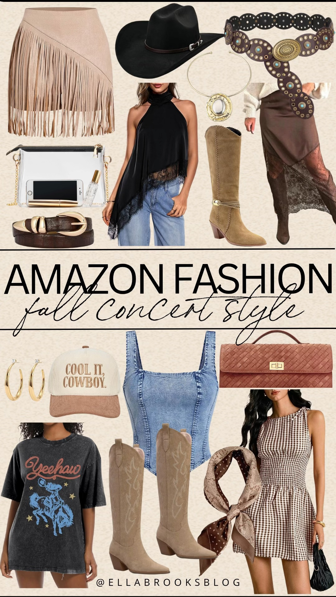 Amazon fall concert style

Country concert, Amazon fall style,
Denim top, gingham dress, suede boots, western hat, stadium bag, graphic tee

#LTKootd #LTKSeasonal #LTKgrwm
